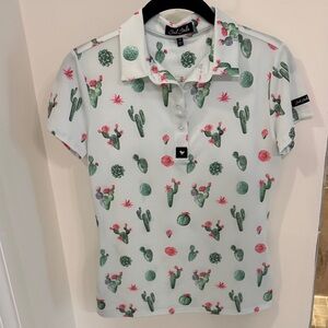 Bad Birdie Cactus Print Polo Shirt